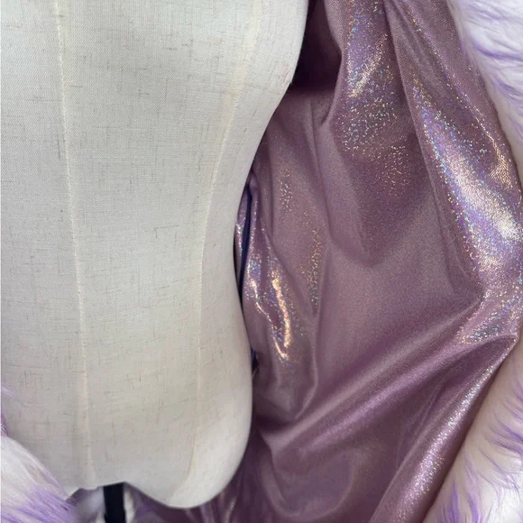 Lavender and White Faux Fur Coat